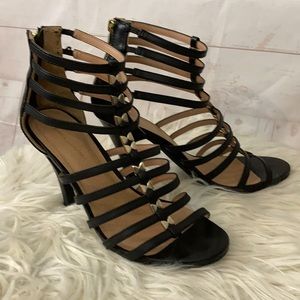 Lane Bryant Sz 9-9.5? Black & Gold Strappy Heels